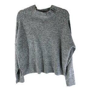 All in Favor Womens Sweater Mock Neck Ribbed Oversized Boxy Gray Size M